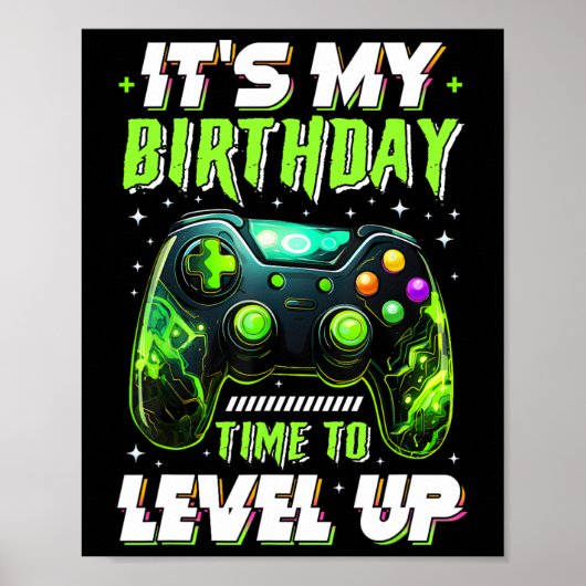 It's My Birthday Boy Time To Level Up Video Game B ポスター (正面)