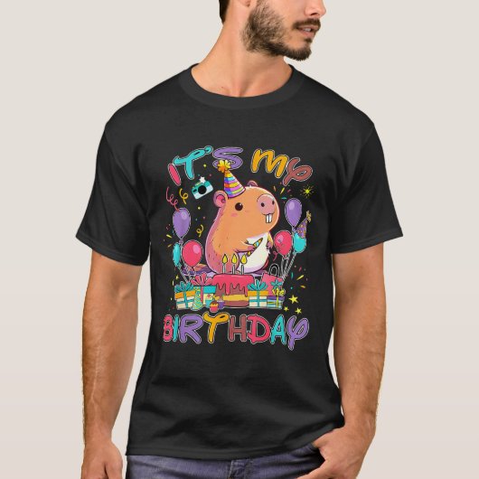 Its My Birthday Capybara Lovers Birthday Party Boy Tシャツ (正面)