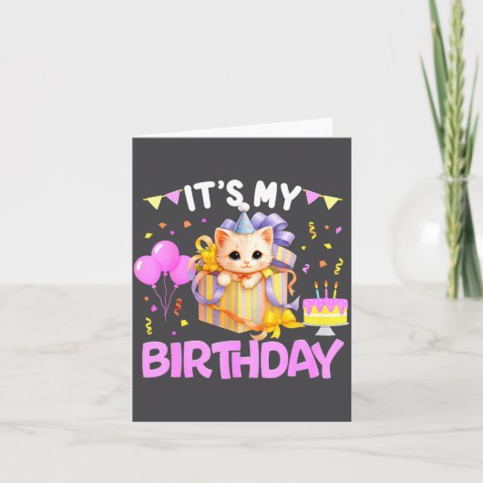 It's My Birthday Cat Lover Cute Girl Bday Family P カード (正面)
