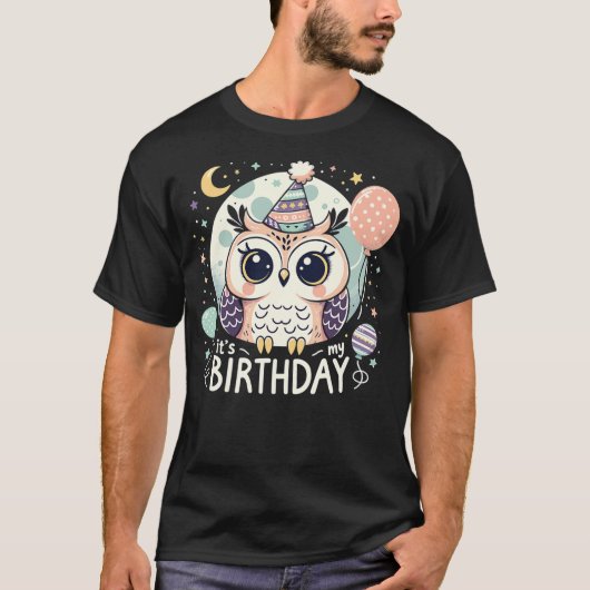 Its My Birthday Cute Birthday Owl Tシャツ (正面)