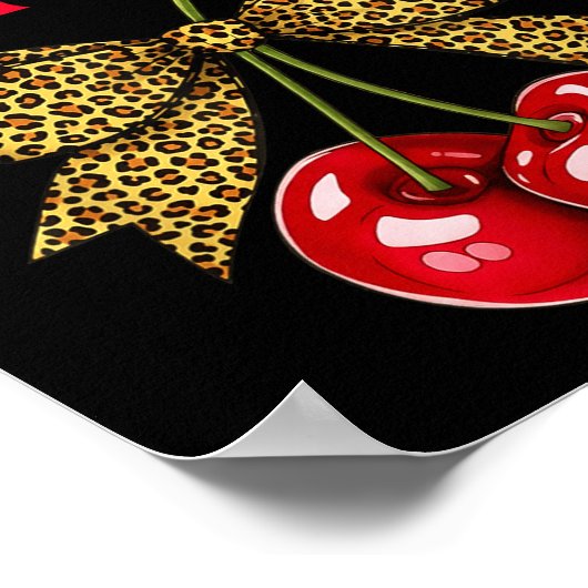 It's My Birthday Cute Cherry Leopard Coquette Bow ポスター (角)
