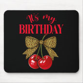 It's My Birthday Cute Cherry Leopard Coquette Bow  マウスパッド (正面)