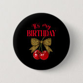 It's My Birthday Cute Cherry Leopard Coquette Bow 缶バッジ (正面)