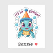 It's My Birthday Cute Sea Turtle Ocean Birthday Pa シール (シート)