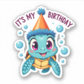 It's My Birthday Cute Sea Turtle Ocean Birthday Pa シール (正面)
