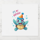 It's My Birthday Cute Sea Turtle Ocean Birthday Pa スパークリングワインラベル (シングルラベル)