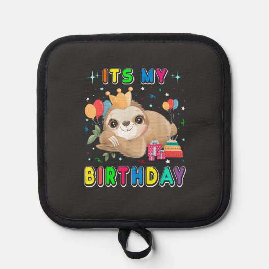 Its My Birthday Cute Sloth Birthday Party Costumes 鍋敷き (正面)