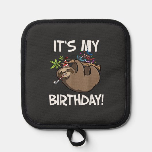 It's My Birthday Cute Sloth Party Outfit T-Shirt 鍋敷き (正面)