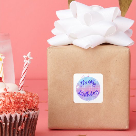 It's my birthday! Glass sphere design. スクエアシール (パーティー)