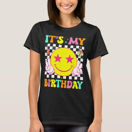 Its My Birthday Happy Smile Face Peace Girls Kids  Tシャツ (正面)