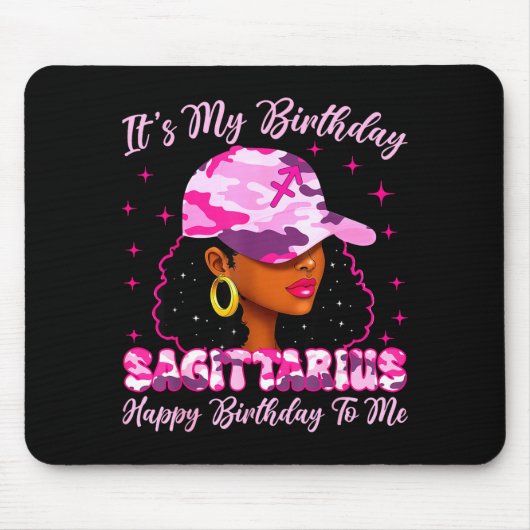 It's My Birthday Sagittarius Black Woman Nk Camo  マウスパッド (正面)