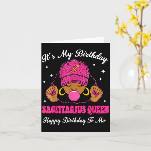 It's My Birthday Sagittarius Queen Happy Birthday  カード (黄色い花)