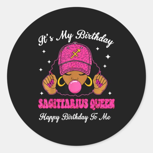 It's My Birthday Sagittarius Queen Happy Birthday  ラウンドシール (正面)