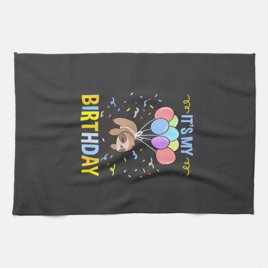 Its My Birthday Sloth T-Shirt キッチンタオル (横)
