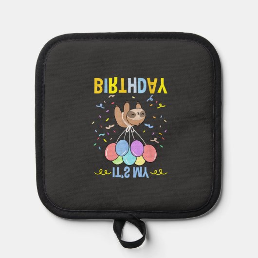 Its My Birthday Sloth T-Shirt 鍋敷き (正面)