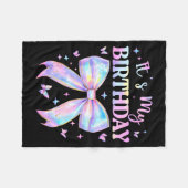 It's My Birthday Tie Dye Coquette Bow Butterfly Bi フリースブランケット (正面(横))