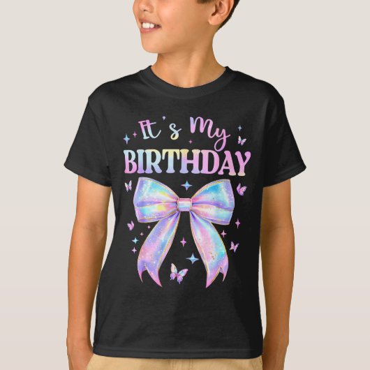 It's My Birthday Tie Dye Coquette Bow Butterfly Bi Tシャツ (正面)