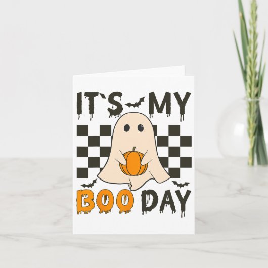 Its My Boo Day Cute Halloween Birthday Funny Ghost カード (正面)