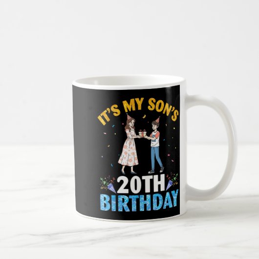 It's My Son's 20th Birthday Happy 20 Years Old Boy コーヒーマグカップ (右)