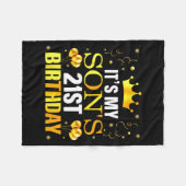 It's My Son's 21st Birthday Happy Birthday 21 Year フリースブランケット (正面(横))