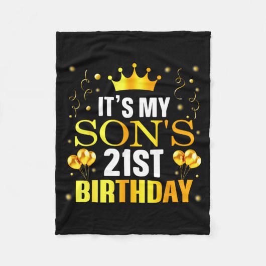 It's My Son's 21st Birthday Happy Birthday 21 Year フリースブランケット (正面)