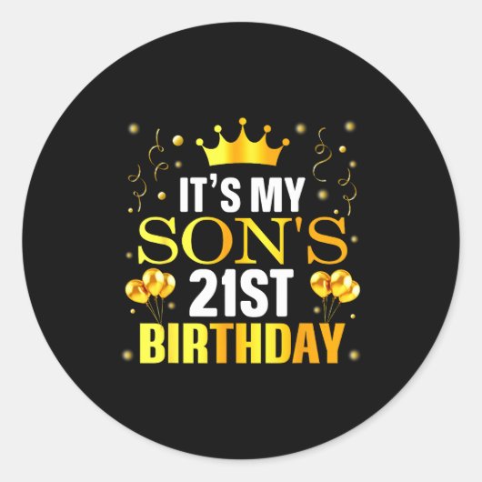 It's My Son's 21st Birthday Happy Birthday 21 Year ラウンドシール (正面)