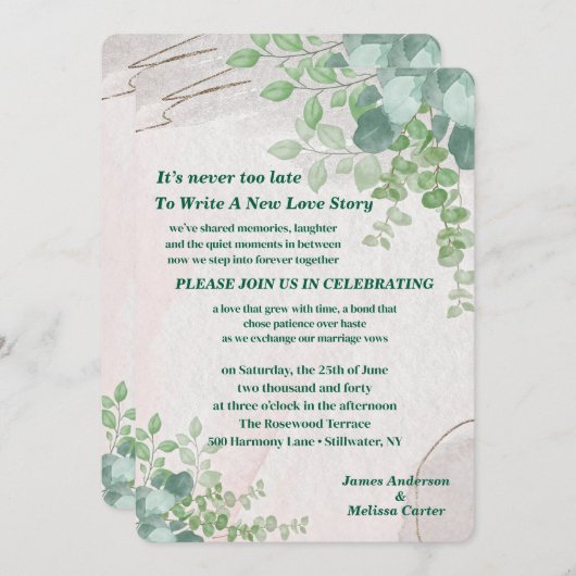 It's Never Too Late Second Wedding Invitation 招待状 (正面/裏面)