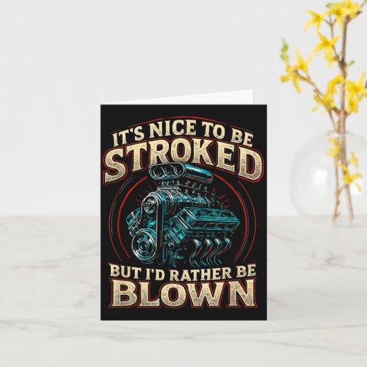 It's Nice To Be Stroked Funny Racing Mens Drag Rac カード (黄色い花)