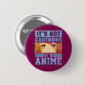 "It's Not Cartoons It's Anime" Pinback Button 缶バッジ (正面&裏面)
