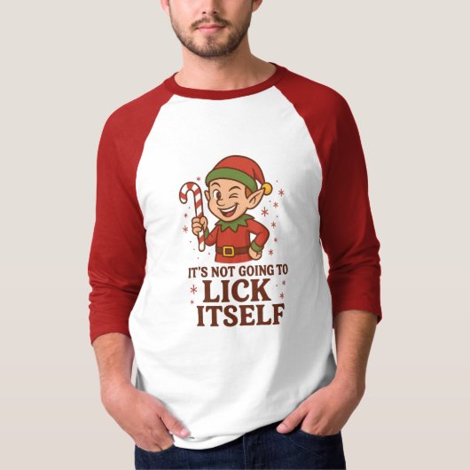 It's Not Going to Lick Itself Raglan T-Shirt Tシャツ (正面)