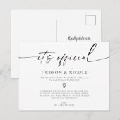 It's Official Elopement Wedding Announcement 案内ポストカード (正面/裏面)