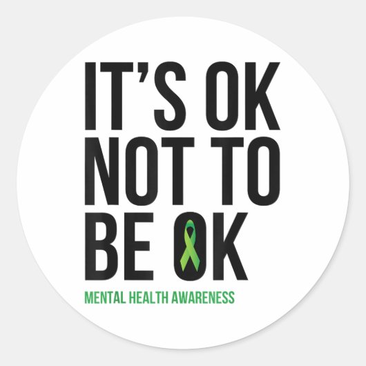 Its Ok Not Be Ok – メンタルヘルス認識度リブ ラウンドシール (正面)