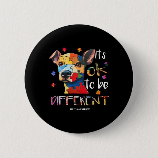 It'S Ok To Be違う - Autism Awareness Dog 缶バッジ (正面)