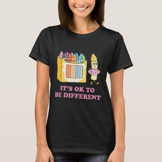 It's Ok To Be Different クレヨン 自閉症啓発M Tシャツ (正面)