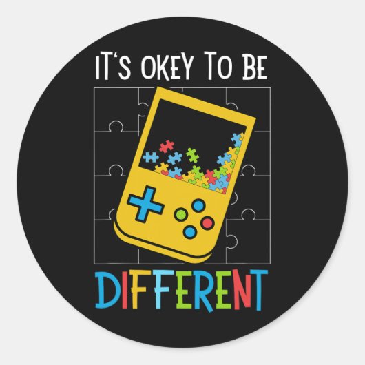 It's Ok To Be Different ビデオゲームコントローラー 自閉症 ラウンドシール (正面)