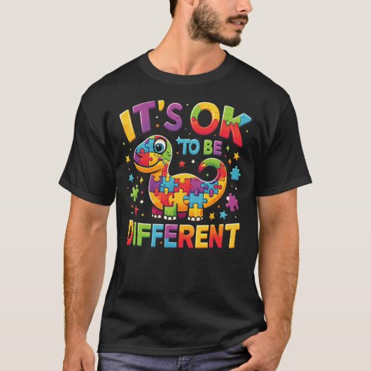 Its Ok To Be Different Autism Awareness Cute T Rex Tシャツ (正面)