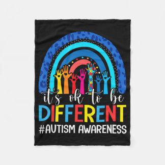 It's Ok To Be Different Autism Awareness Leopard R フリースブランケット