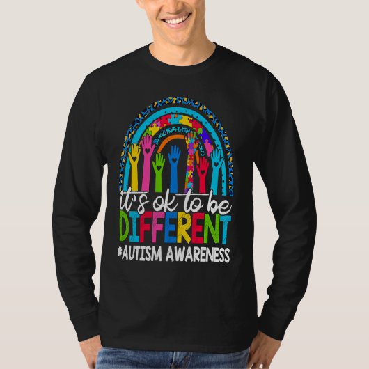 It's Ok To Be Different Autism Awareness Leopard R Tシャツ (正面)