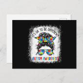 It's Ok To Be Different Autism Awareness Messy Bun ポストカード (正面/裏面)