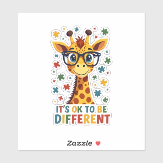 It's Ok To Be Different Giraffe Autism Awareness B シール (シート)