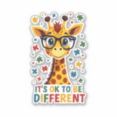 It's Ok To Be Different Giraffe Autism Awareness B シール (正面)