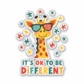 It's Ok To Be Different Giraffe Autism Awareness B シール (正面)
