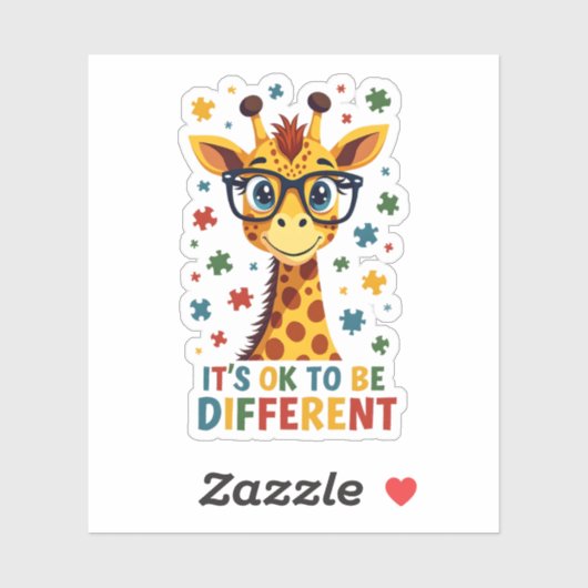 It's Ok To Be Different Giraffe Autism Awareness B シール (シート)