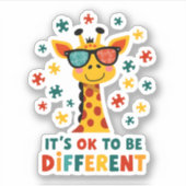 It's Ok To Be Different Giraffe Autism Awareness B シール (正面)