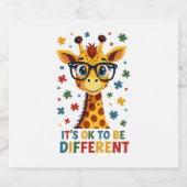 It's Ok To Be Different Giraffe Autism Awareness B スパークリングワインラベル (シングルラベル)