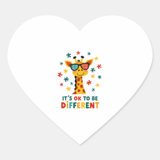 It's Ok To Be Different Giraffe Autism Awareness B ハートシール