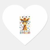 It's Ok To Be Different Giraffe Autism Awareness B ハートシール (正面)