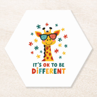 It's Ok To Be Different Giraffe Autism Awareness B ペーパーコースター