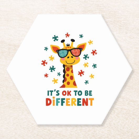 It's Ok To Be Different Giraffe Autism Awareness B ペーパーコースター (正面)