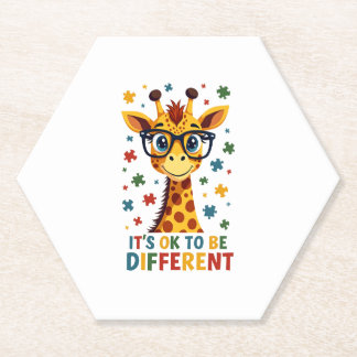It's Ok To Be Different Giraffe Autism Awareness B ペーパーコースター